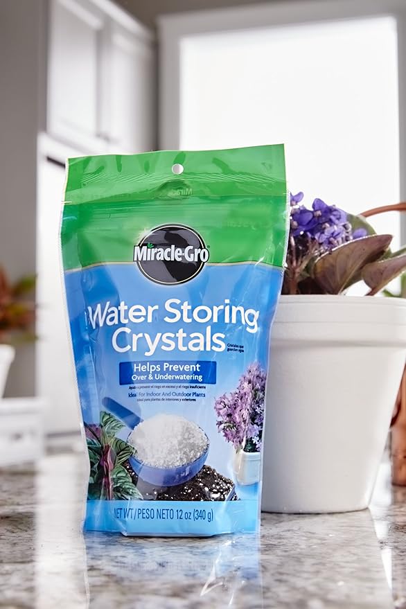 Miracle-Gro Water Storing Crystals - Soil Moisture Retention Crystals for Indoor and Outdoor Plants - 12 oz.