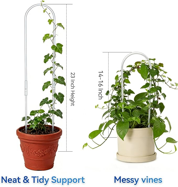 2 Pack U-Shaped Clear Acrylic Plant Supports - 23 inches Indoor/Outdoor Climbing Vine Trellis for Potted Plants, Ideal for Ivy & Tropical Houseplants,Plant Support Hoya Trellis (Crystal, 23 inches)