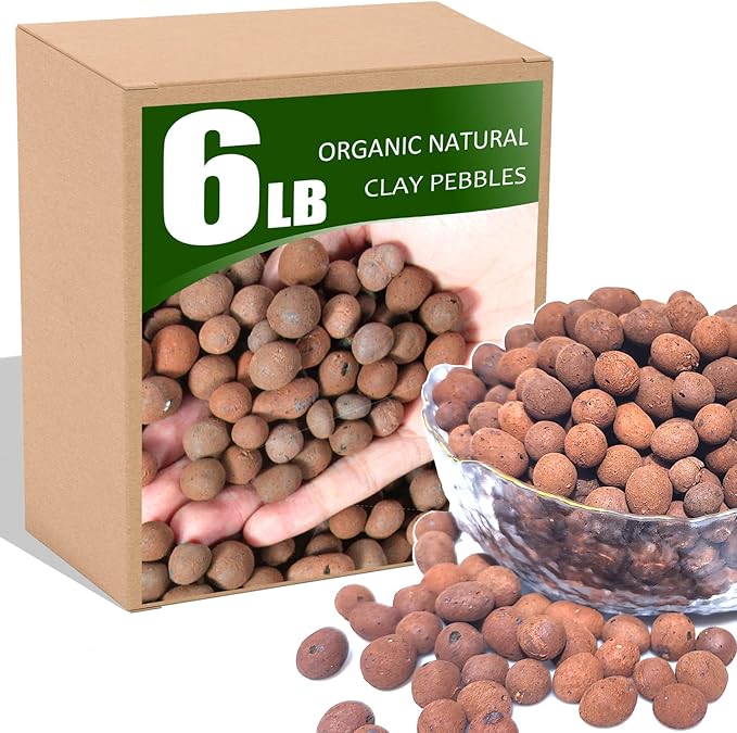 6LB Organic Expanded Clay Pebbles,for Soil Hydroponic Rocks Orchids,Indoor Plants,Succulents (6)