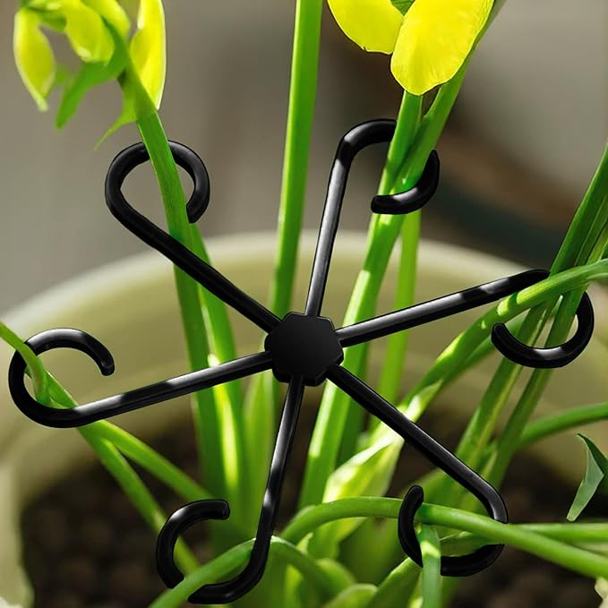 12Pcs Plant Stem Supports, Reusable Plastic Plant Accessories Indoor, Monstera Plant Support for Climbing Houseplants, Stakes Trellis Stem Hook Growth Tools for Neat Garden Arrangement(Black)
