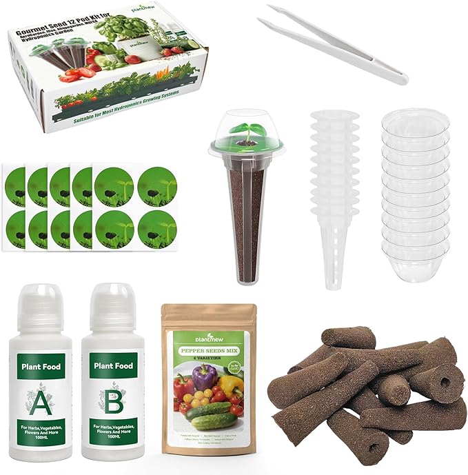 Hydroponic Seed Pod Kit – 12 Pods Seed Starter Kit for Indoor Garden, Compatible with Most Hydroponic Systems, Easy to Grow, High Germination