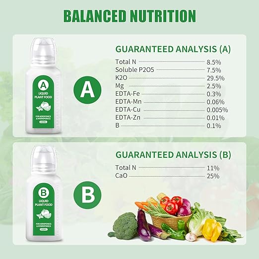 DRYADES Hydroponics Nutrients(800ml in Total), All Purpose Plant Food A&B Hydroponics Supplies, Indoor Plant Fertilizer for Hydroponics Growing System, Hydroponic Solution for Herbs Vegetables