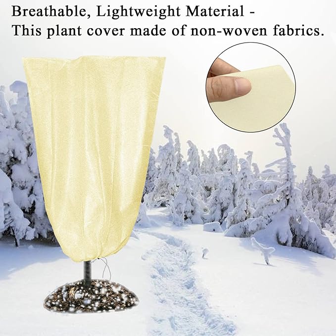 SKARUMMER Winter Plant Covers Freeze Protection 47.2 x 70.8 Inch Garden Frost Tree Blanket Shrub Covers with Drawstring & Zipper for Cold Weather Frost Protection Sun Protection (2 Pack)