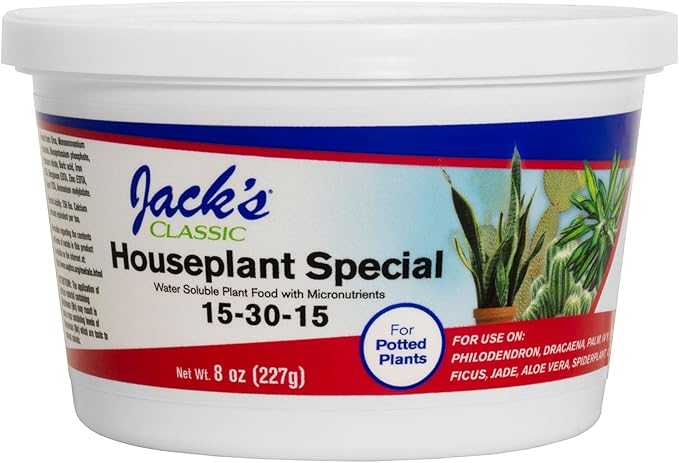 Jack's Classic 15-30-15 Houseplant Special Water-Soluble Fertilizer with Micronutrients to Green-Up and Increase Blooms in Houseplants, 8oz