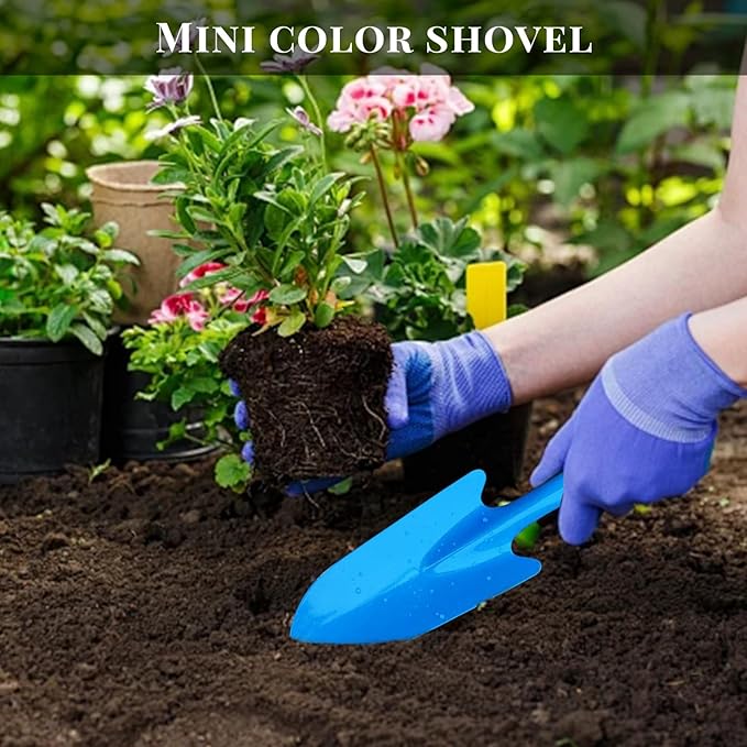 Garden Trowel for Digging and Planting, Mini Colorful Metal Hand Shovel, Small Trowel Set Garden Tools for Flower Soil Planting Digging Transplanting Ideal Gardening Gift for Kids