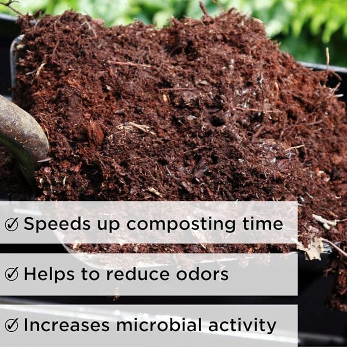 Dr. Connie’s Compost Plus 100x Concentrated Natural Compost Accelerator | Fast-Acting Microbe Blend for Indoor & Outdoor Bins, Tumblers, and Piles | Odour Control & Rapid Decomposition