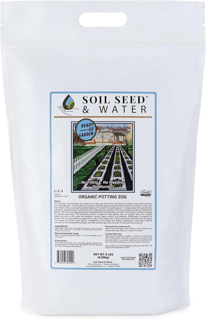 Soil Seed & Water Ready Go Garden Organic Potting Soil – All-Purpose Potting Mix for Indoor & Outdoor Gardening