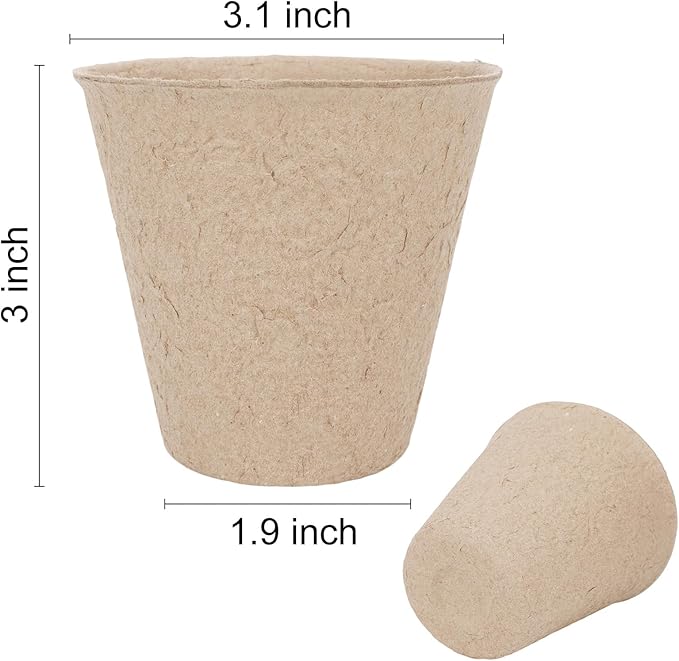 TAOLABV 30 Packs Peat Pots, 3.1 Inch Seed Starting Pots Without Drainage Holes, Biodegradable Round Nursery Pot, Starting Seeds of Vegetables, Herbs, and Flowers