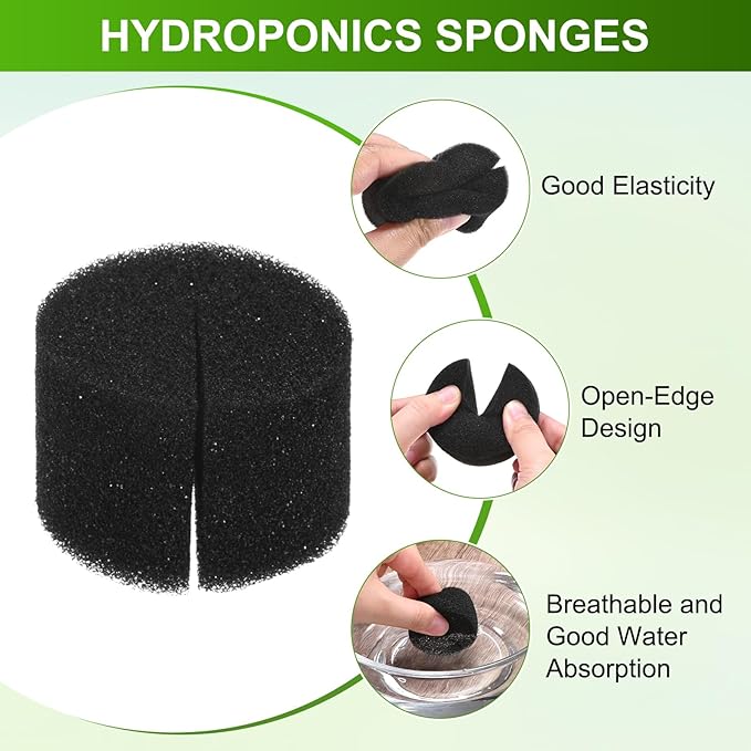 30-Pack Hydroponics Sponges, 1.57 Inch Growing Media Cylindrical Sponges for Planting Gardening Tool/Grow Seedlings/Home Vegetable Flower, Soilless Cultivation Seedling [Black]
