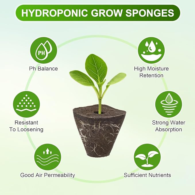 20-Pack Grow Sponges, 1.3x0.6x1.2 Inch Replacement Root Growth Sponges Seed Pods for Plant Rooting/Seed Germination/Hydroponic Gardens System Supplies, Starter Plug for Seeds