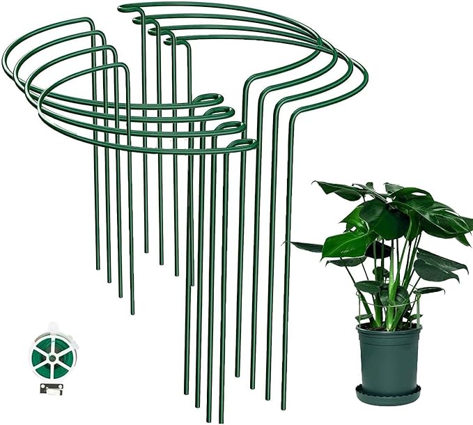8 Pack Plant Support Stakes, Metal Interlinking Plant Stake for Garden, Plant Cages & Supports for Peony, Tomato, Hydrangea, Indoor Plants (9.8" W x 15.7" H)