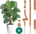 Moss Pole Monstera Plant Support, All Growth Stages – 4 Pack (28” Bendable Poles + 12'' Stackable Coir Poles, Thickened Aluminum Core Stakes, Tall Plant Sticks Support for Climbing Plants)