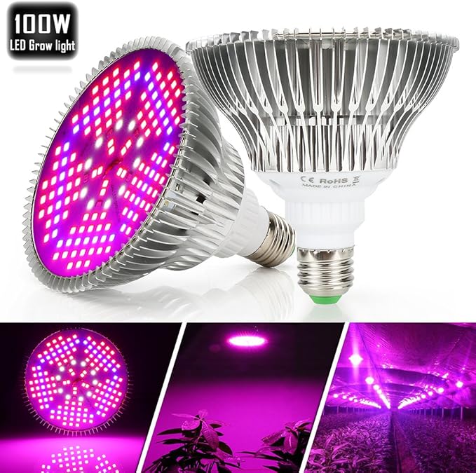 highydroLED 100W Led Grow Light Bulb Full Spectrum,Plant Light Bulb with 150 LEDs for Indoor Plants,E26/E27 Socket,Grow Lamp for Hydroponic Indoor Garden Greenhouse Succulent Veg Flower