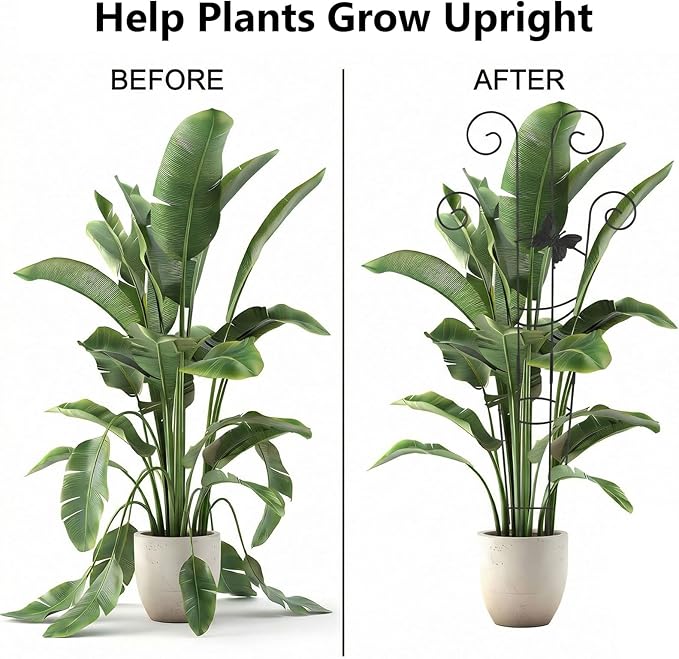 2 Pack Trellis for Climbing Plants Indoor, 30In Monstera Plant Support Structures, Plant Trellis for Potted Plants Stakes, Metal Climbing Support Outdoor for Ivy Pothos Monstera Hoya Flower, Butterfly