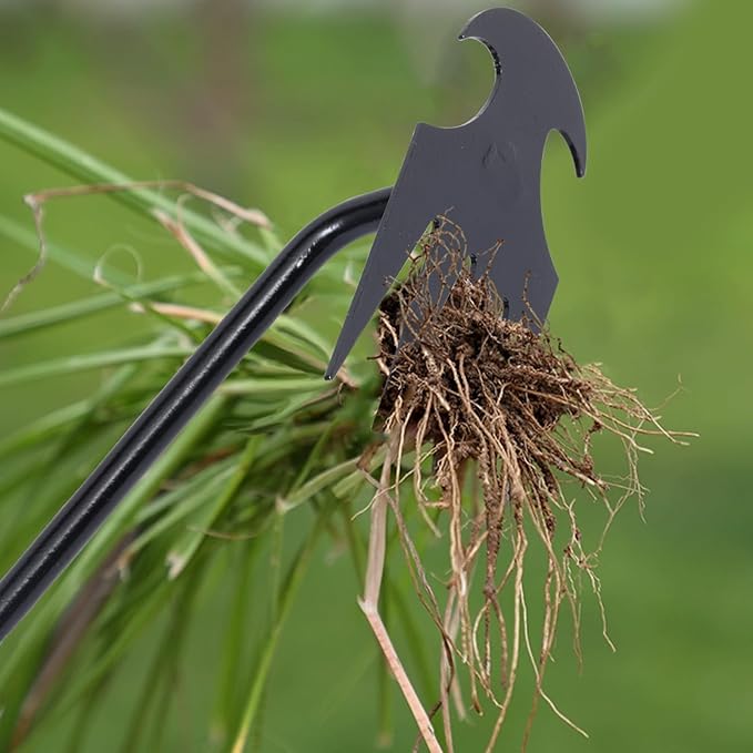Garden Weed Pulling Tool Uprooting Weeding Tool, 4 Teeth Weed Puller Tool Manganese Steel Garden Weeder Tool for Vegetable Gardening Planting (Black, 2 Pack, 16 inches)