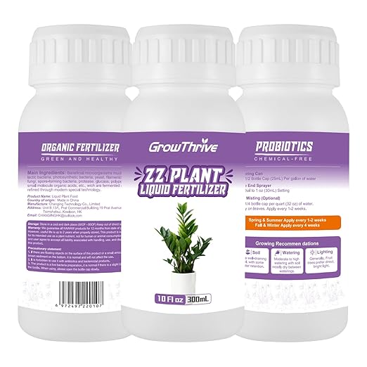 ZZ Plant Liquid Fertilizer – Organic Probiotic Plant Food for ZZ Plants, 10 oz Concentrate (Makes 120L) – Promotes Lush Growth, Greener Leaves & Stronger Roots – Natural, Non-Chemical Formula