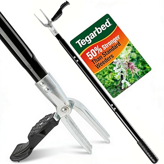 Stand Up Weed Puller Tool, 4-Claw Steel Head Heavy Duty Weeder, Adjustable Long Handle Garden Weeding Tool for Effortless Weed Removal Without Bending Kneeling Pulling