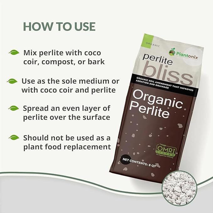 Perlite Bliss (1 Cubic Ft) - Organic Perlite for Plants Indoor Soil Amendment - Bulk Perlite for Gardening & Seed Starting - Mixes Easily with Potting Soil, Vermiculite, & Coco Coir for Plants