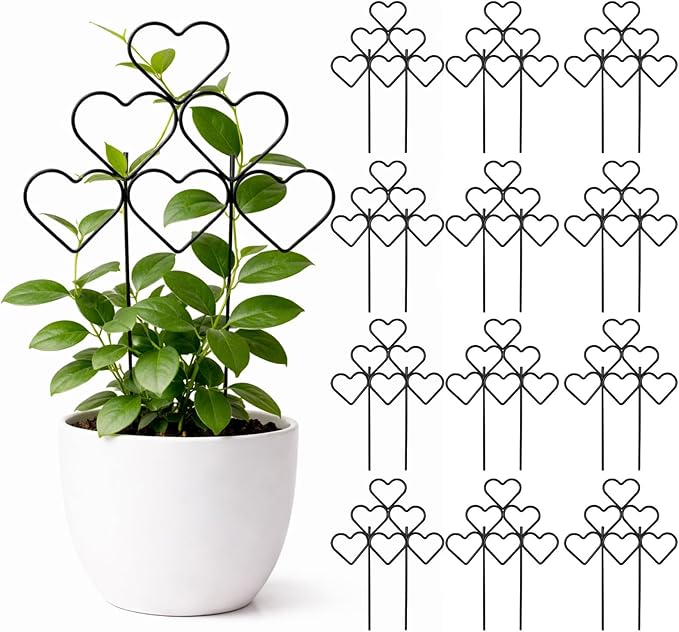 ZOUTOG 12 Pack Trellis for Climbing Plants Outdoor 15 Inch,Rustproof Metal Garden Trellis for Potted Plants,Sturdy Houseplant Support Indoor Outdoor for Ivy Pothos Monstera Hoya Flower Vine