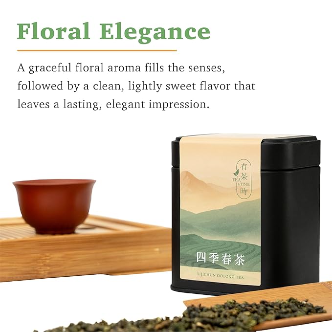 TEA & TIME Oolong Tea Loose Leaf – Four Seasons Spring Oolong (Sijichun), Premium Taiwanese Oolong Tea, Fragrant Chinese Tea Leaves, Fresh Aroma, (100g / 3.5oz)