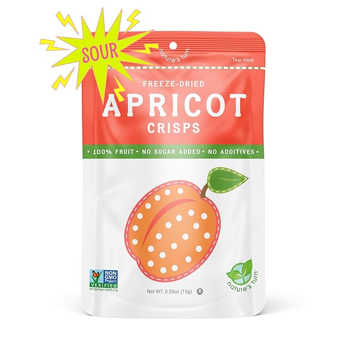 Nature’s Turn Freeze-Dried Fruit Crisps – Healthy, Gluten-Free, Crispy & Delicious, Plant-Based Snack, Ideal for Cereal, Smoothies, School Lunches, & On-the-Go, Sour Apricot, Bags of 6 (0.53 oz Each)