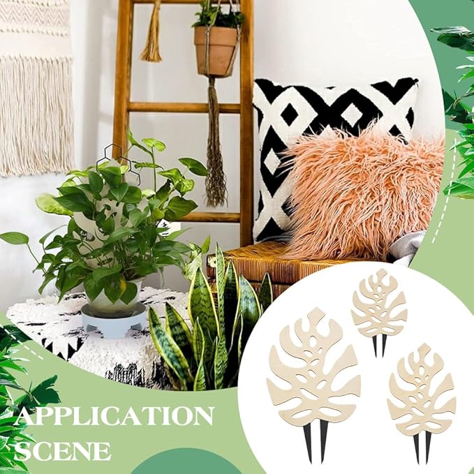 FINGERINSPIRE 3 PCS Wooden Plant Trellises 3 Size Monstera Leaf Shape Floral White Houseplant Trellis for Indoor Climbing Plants Garden Plant Trellis Support for Ivy Flowers Outdoor Potted Plants