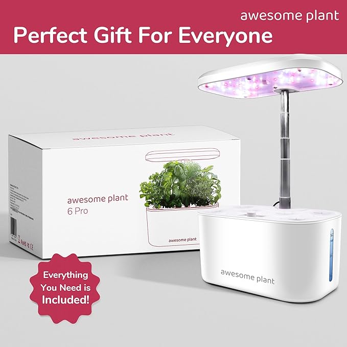 6Pro Hydroponics Growing System Kit (6 Pods), Indoor Garden Kit with 3L Watertank, 3 Grow Modes and Quiet Pump, Grow Herbs Lettuce Salad at Home Kit, Adjustable Height Up to 13", White