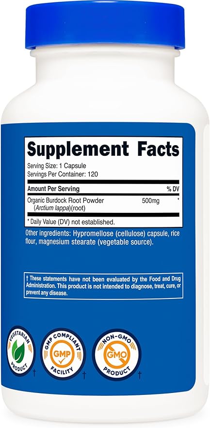 Nutricost Burdock Root 500mg, 120 Capsules - Gluten Free, Non-GMO, Vegetarian Friendly