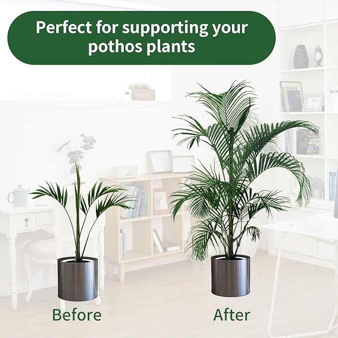 5pcs Adjustable Plant Support Poles, Stackable Plant Stakes with Hook-and-Loop Garden Ties Clips Garden Support Trellis Sticks for Indoor Outdoor Monstera Climbing Vines Flowers Vegetables