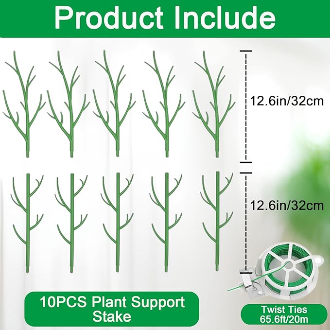 Orgrimmar 10 Pack Monstera Plant Support Stakes Adjustable Length with Green Ties for Indoor Outdoor Climbing Plants