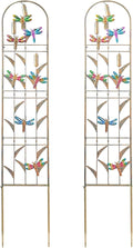 aboxoo Set of 2 Packs Dragonfly Metal Garden Trellis for Climbing Plants,Outdoor Decorative Flowers Arch Fence Trellis for Outdoor Patio,Garden,Lawn,Yard,Backyard,Wall Brackets,60'' H x 11'' W