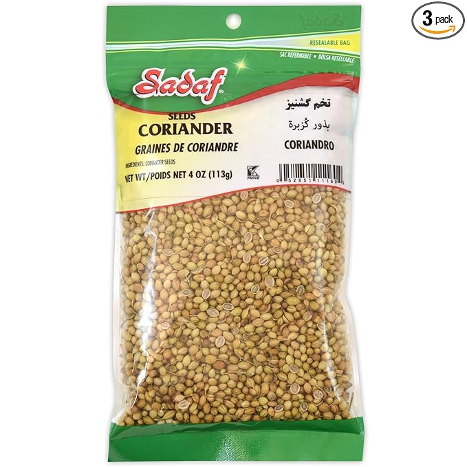 Sadaf Coriander Seeds - Coriander Seeds Whole for Cooking and Food Flavoring - Mediterranean Cuisine - Semilla de Cilantro - Kosher - 4 Oz (Pack of 3)