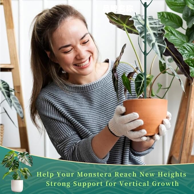 10 Pack Monstera Plant Support, 75inch Stackable Plant Stakes with 20Pcs Clips & 2Pcs Ties, Alternative to Moss Pole Plants Sticks Structures for Climbing Indoor Outdoor Potted Plants