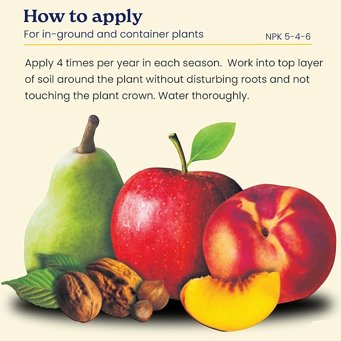True Organic Fruit & Nut Food – Organic Fertilizer for Productive Tree Growth – Prevent Blossom End Rot – 4lb Bag Covers 70 Sq. Ft.