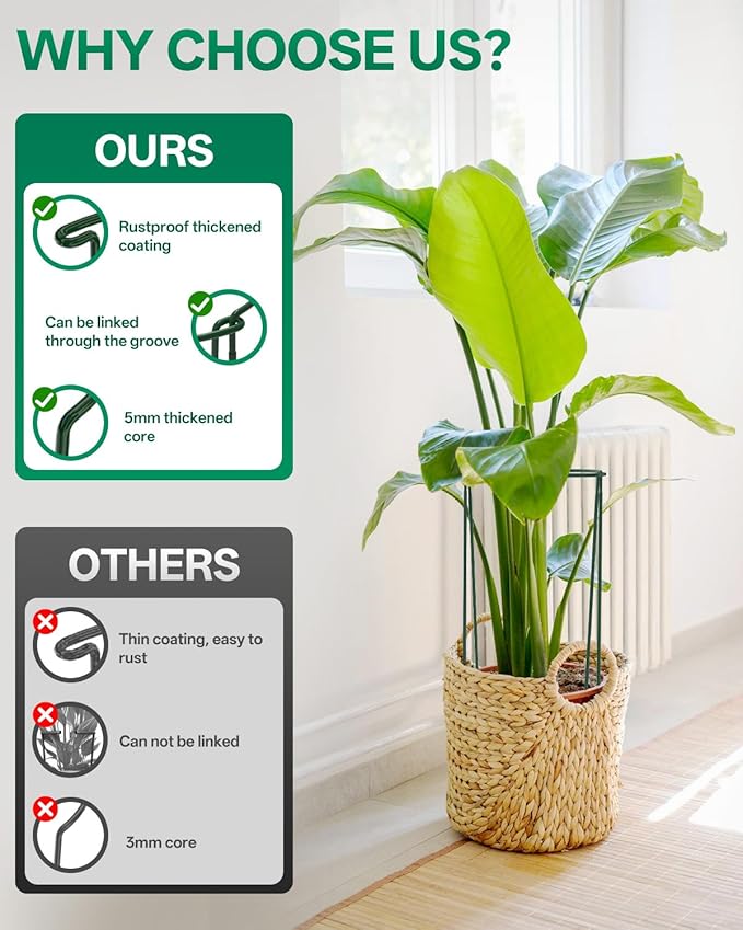 Breeze Touch 16 Pack Plant Support Stakes, 16 Inch Plant Stakes for Outdoor Plants, Peony Cage with 15 Pcs Green Lables, Peony Cages and Supports, Peonies Support Cages Flower Stakes for Plants
