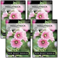 Sow Right Seeds - Pink Hollyhock Seeds for Planting - Non-GMO Heirloom Packet with Instructions to Plant an Outdoor Cottage Garden - Tall Flowers, Cup Shaped Blooms for Bouquets & Arrangements (4)