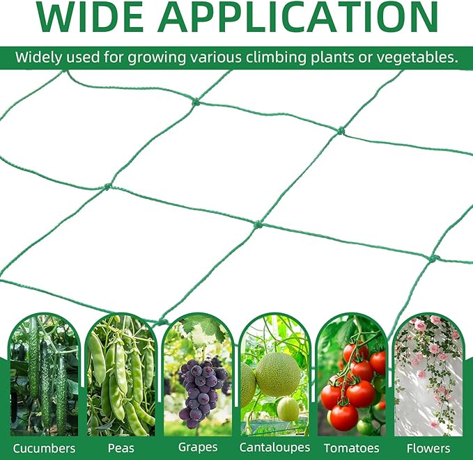 2 Pack Trellis Netting for Climbing Plants, 32.8' x 6.6' Heavy Duty Garden Trellis Netting Plant Support Netting Outdoor Grow Net for Vines, Fruits, Vegetables