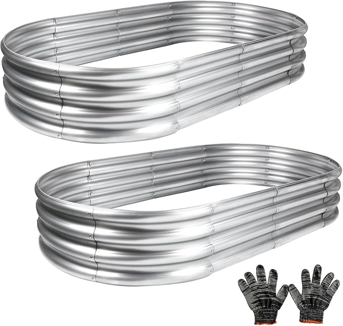Gartist 2Pcs Raised Garden Bed, Galvanized Planter Raised Garden Beds for Outdoor, 4x2x1ft, Vegetables,Flowers &Herbs,Heavy Duty Metal Raised Garden Beds Outdoor,Rust-Resistant & Easy Assembly