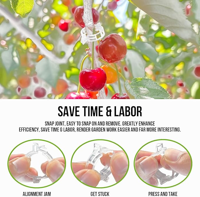 Plant Support Clips Plastic Tomato Clips Plant Clips for Climbing Plants Clear Grape Tomato Vine Trellis Clips for Garden Vegetables Plants Flower Grow Fixing (200, White)