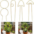 4 Pcs Small Plant Trellis Indoor for Climbing Plants, Metal Small Trellis for Potted Plants Vine Ivy Flower Plant Climber Support, 4 Different Gold Iron Patterns
