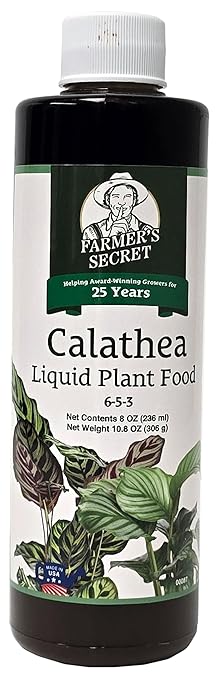 Farmer's Secret Calathea Liquid Plant Food Fertilizer (8oz) - Super Concentrated - 6:5:3 Ratio - Promotes Growth and New Shoots
