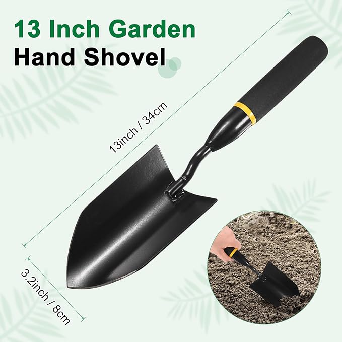 Gardening Trowel, 13 Inch Manganese Steel Garden Hand Shovel with Rubber Handle, Trowel Garden Tool for Farmer Soil Planting Digging Transplanting