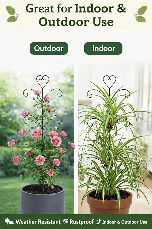 2 Pack Monstera Plant Support, 31” & 46” Adjustable Steel Plant Stakes for Indoor & Outdoor Use, Garden Plant Support for Climbing Potted Plants