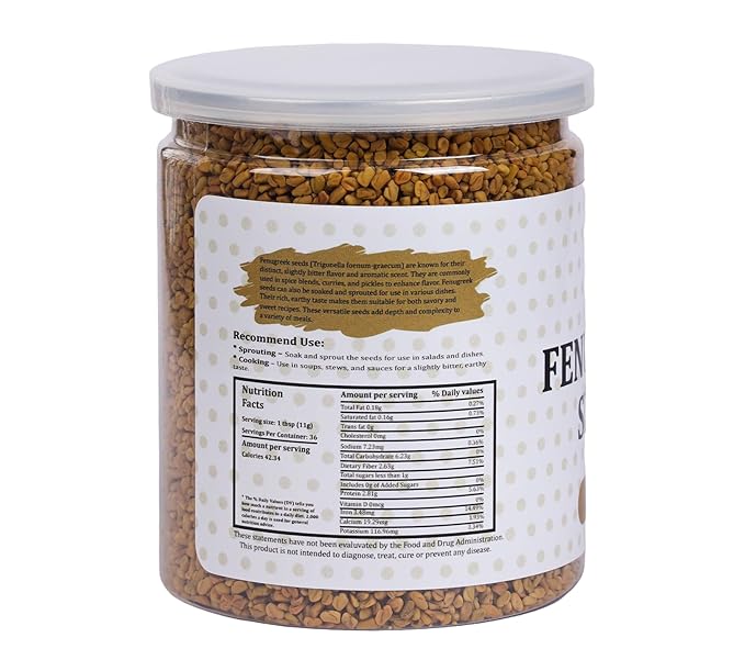 Fenugreek Seeds 14oz, 100% Pure & Natural Methi Seeds, Premium Quality, fenogreco en semillas, For Cooking, Herbal Uses and Overall Wellness - By Yogi’s Gift®