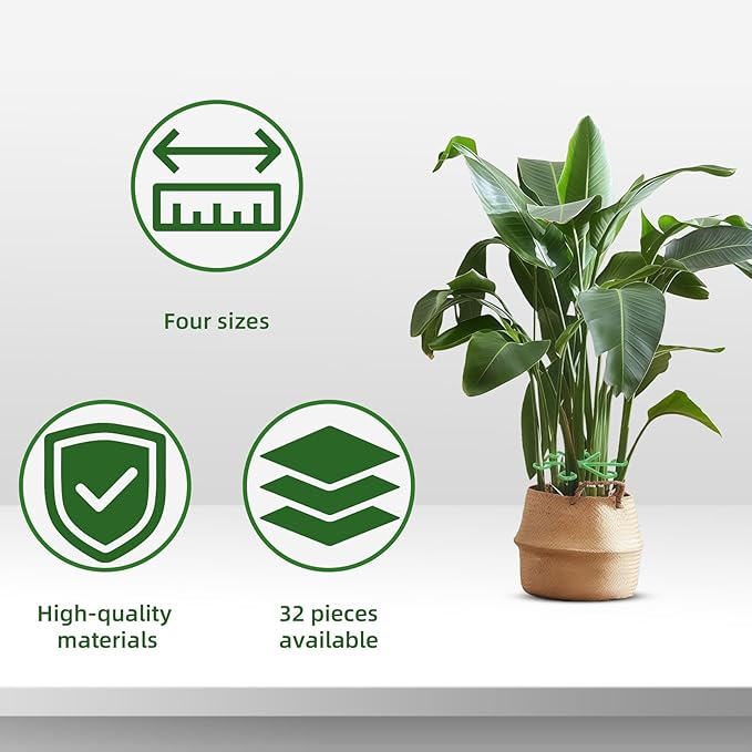 Plant Stem Support - 32pcs Plastic Climbers Stem Holders,Reusable Plants Holder Hook for Indoor Home Garden Healthy Growth Home Garden