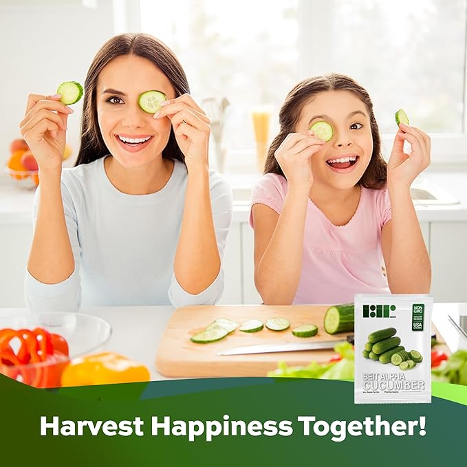 50 Beit Alpha Cucumber Seeds - Heirloom Non-GMO USA Grown Vegetable Seeds for Planting - Pickling and Slicing Cucumber