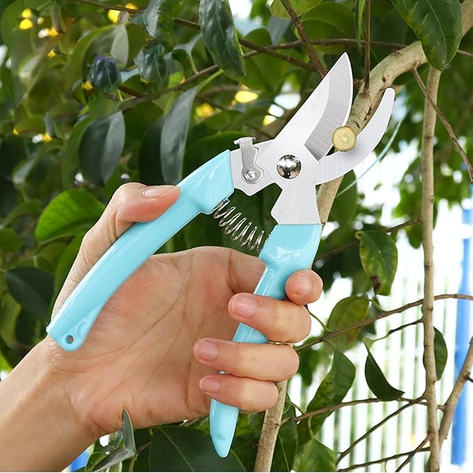 MEPEREZ Premium Garden Shears, Pruning Scissors Gardening Tools, Pruners For Flower, Bushes, Rose And Fruit Tree, Use For Florist, Yard And Orchard the Plant Clippers, Sharp White Steel Anvil Snips