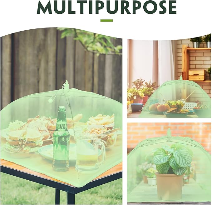 Sawysine 4 Pack Mesh Plant Cover Reusable Screen Cloche Dome Plant Protector Tent Collapsible Umbrella for Outdoor Garden Greenhouse Vegetable Flowers Strawberry from Animals(15 x 15 Inch,Green)