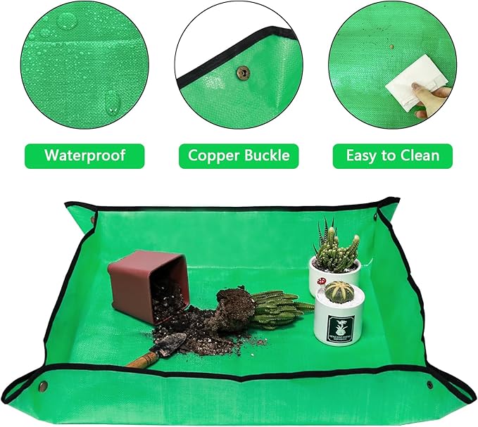 Repotting Mat for Potting Soil Mess Control, 26.8" x 26.8" Waterproof Plant Potting Mat, Succulent Orchid Potting Tray for Plant Pots, Gardening Gifts Bonsai Tools