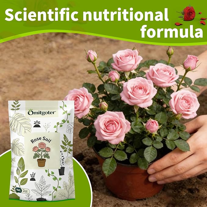 Rose Soil Potting Soil 2qt- Natural Organic Potting Mix for Roses, Superior Drainage & Breathability, Nutrient-Rich Formula to Support Healthy Rose Growth